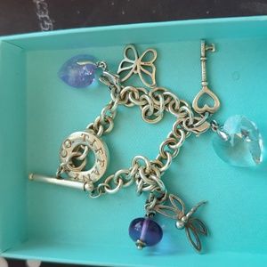 Tiffany Charm Bracelet w/ 4 Tiffany charms + 2 Swarovski crystal charms!
